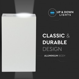 V-TAC Portafaretto LED Doppio da Muro 2*GU10 e GU5.3 (MR16) Quadrato in Alluminio Colore Bianco IP44