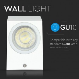 V-TAC Portafaretto LED Doppio da Muro 2*GU10 e GU5.3 (MR16) Quadrato in Alluminio Colore Bianco IP44