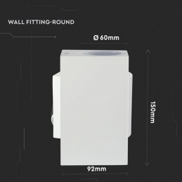 V-TAC Portafaretto LED Doppio da Muro 2*GU10 e GU5.3 (MR16) Quadrato in Alluminio Colore Bianco IP44