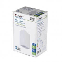 V-TAC Portafaretto LED Doppio da Muro 2*GU10 e GU5.3 (MR16) Quadrato in Alluminio Colore Bianco IP44
