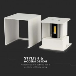 V-TAC Lampada LED da Muro Quadrata Doppio LED COB 11W Colore Bianco Satinato Fascio Luminoso Regolabile 4000K IP65