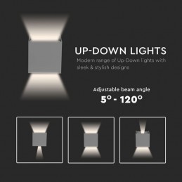 V-TAC Lampada LED da Muro Doppio LED COB 11W Grigia Regolabile 4000K IP65