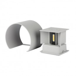 V-TAC Lampada LED da Muro Arrotondata Doppio LED COB 6W 110LM/W Colore Grigio Satinato Fascio Luminoso Regolabile 4000K IP65 Sk