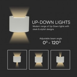 V-TAC Lampada LED da Muro Arrotondata Doppio LED COB 6W 110LM/W Colore Grigio Satinato Fascio Luminoso Regolabile 4000K IP65 Sk