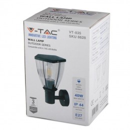V-TAC Lampada LED da Giardino con Portalampada E27 (max 40W) in Acciaio Inossidabile Colore Nero IP44 Sku 8628