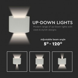 V-TAC Lampada LED da Muro Arrotondata Doppio LED COB 6W 110LM/W Colore Grigio Satinato Fascio Luminoso Regolabile 4000K IP65 Sk