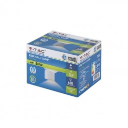 V-TAC Lampada LED da Muro Arrotondata Doppio LED COB 6W 110LM/W Colore Grigio Satinato Fascio Luminoso Regolabile 4000K IP65 Sk