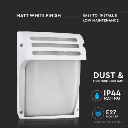 V-TAC Lampada LED da Muro con Portalampada E27 (Max 60W) Colore Bianco Vetro Satinato IP44