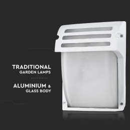 V-TAC Lampada LED da Muro con Portalampada E27 (Max 60W) Colore Bianco Vetro Satinato IP44