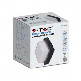 V-TAC Lampada LED da Muro Quadrata 12W 110LM/W Colore Nero 4000K IP65 Sku 218544