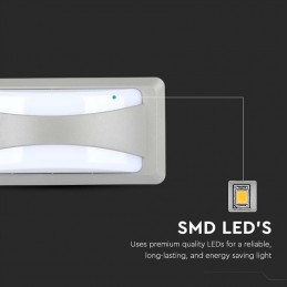 V-TAC Lampada LED da Muro Rettangolare 12W Colore Grigio 3000K IP65 Sku 218245