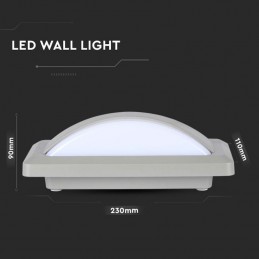 V-TAC Lampada LED da Muro Rettangolare 12W Colore Grigio 3000K IP65 Sku 218245