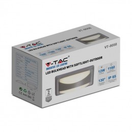 V-TAC Lampada LED da Muro Rettangolare 12W Colore Grigio 4000K IP65 Sku 218246