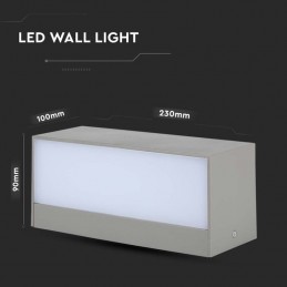V-TAC Lampada LED da Muro Rettangolare 12W Doppio Fascio Luminoso Colore Grigio 4000K IP65 218243