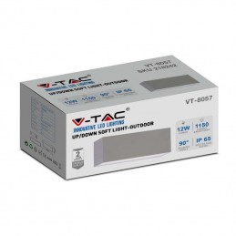 V-TAC Lampada LED da Muro Rettangolare 12W Doppio Fascio Luminoso Colore Grigio 4000K IP65 218243