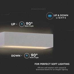 V-TAC Lampada LED da Muro Rettangolare 12W Doppio Fascio Luminoso Colore Grigio 6400K IP65 Sku 218244