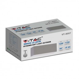 V-TAC Lampada LED da Muro Rettangolare 12W Doppio Fascio Luminoso Colore Grigio 6400K IP65 Sku 218244