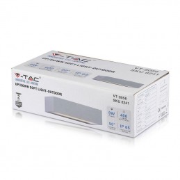 V-TAC Lampada LED da Muro Rettangolare 9W Doppio Fascio Luminoso Colore Grigio 3000K IP65 Sku 8239