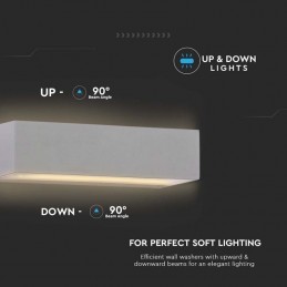 V-TAC Lampada LED da Muro Rettangolare 9W Doppio Fascio Luminoso Colore Grigio 3000K IP65 Sku 8239
