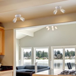 V-TAC Portafaretto LED Doppio a Plafone 2*GU10 e GU5.3 (MR16) Orientabili Base Rotonda in Alluminio Colore Bianco Sku 7981