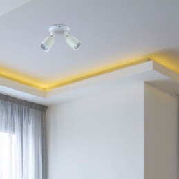V-TAC Portafaretto LED Doppio a Plafone 2*GU10 e GU5.3 (MR16) Orientabili Base Rotonda in Alluminio Colore Bianco Sku 7981