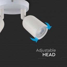 V-TAC Portafaretto LED Doppio a Plafone 2*GU10 e GU5.3 (MR16) Orientabili Base Rotonda in Alluminio Colore Bianco Sku 7981