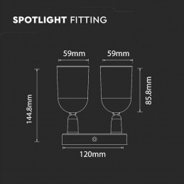 V-TAC Portafaretto LED Doppio a Plafone 2*GU10 e GU5.3 (MR16) Orientabili Base Rotonda in Alluminio Colore Bianco Sku 7981