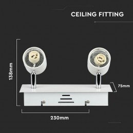 V-TAC Portafaretto LED Doppio da Incasso 2*GU10 e GU5.3 (MR16) Colore Bianco Orientabile