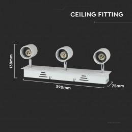 V-TAC Portafaretto LED Triplo da Incasso 3*GU10 e GU5.3 (MR16) Colore Bianco Orientabile Sku 3619