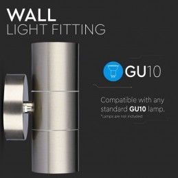 V-TAC Portafaretto LED Doppio da Muro Rotondo 2*GU10 e GU5.3 (MR16) Colore Grigio IP44 sku 7500