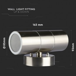 V-TAC Portafaretto LED Doppio da Muro Rotondo 2*GU10 e GU5.3 (MR16) Colore Grigio IP44 sku 7500