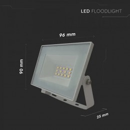 V-TAC Faro LED SMD 10W Slim E-Series con Driver Integrato Luce Natura 4000K IP65 SKU 23971