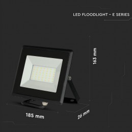 V-TAC Faro LED Esterno SMD 30W E-Series Colore Nero 4000K IP65 sku 5953