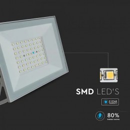 V-TAC Faro LED SMD 50W Slim E-Series con Driver Integrato Bianco 6500K IP65 SKU 23989