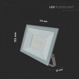 V-TAC Faro LED SMD 50W Slim E-Series con Driver Integrato Bianco 6500K IP65 SKU 23989