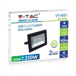 V-TAC Faro LED Esterno SMD 50W E-Series G2 Colore Nero 4000K IP65 Sku 5959