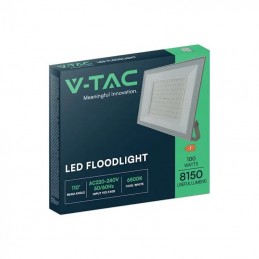 V-TAC Faro LED SMD 100W Slim E-Series con Driver Integrato Bianco 6500K IP65