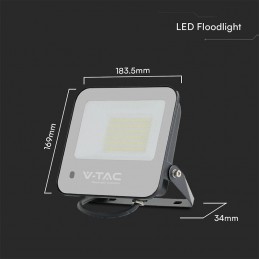 V-TAC Faro LED 50W con Telecomando e Driver IC Integrato Colore Nero e Grigio Satinato RGB+6500K IP65 sku 23463