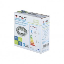 V-TAC Portafaretto Led da Incasso Rotondo GU10 e GU5.3 (MR16) Colore Nichel Satinato Orientabile