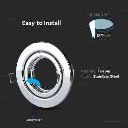V-TAC Portafaretto LED da Incasso Rotondo GU10 e GU5.3 (MR16) Colore Cromato con Orientabile