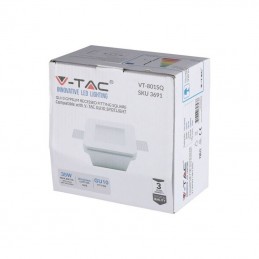 V-TAC Portafaretto LED Montaggio a Incasso Quadrato GU10 e GU5.3 (MR16) Corpo in Gesso Copertura Satinata sku 3691