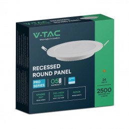 V-TAC PRO Mini Pannello LED Chip Samsung 24W Rotondo da Incasso Compatibile con Foro 275-280mm Colore Bianco 6500K