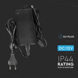 V-TAC Alimentatore per Strip LED 60W 12V 5A Plug&Play con Jack 2.1 e Cavo 2.4m con Spina, Protezione EMI e Cortocircuito IP44