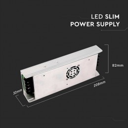 V-TAC Alimentatore in Metallo 350W 12V 30A con 2 Uscite IP20  208x82x32mm  sku 3259