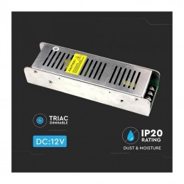 V-TAC Alimentatore Slim in Metallo 100W 12V 8.5A Morsetti a Vite con 2 Uscite 199x62x31mm IP20 TRIAC Dimmerabile sku 3256