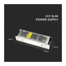 V-TAC Alimentatore Slim in Metallo 100W 12V 8.5A Morsetti a Vite con 2 Uscite 199x62x31mm IP20 TRIAC Dimmerabile sku 3256