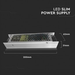V-TAC Alimentatore Slim in Metallo 150W 12V 12.5A con 1 Uscita 200x62x31mm IP20 sku 3244