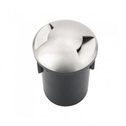 Portalampada da Interramento Calpestabile Rotondo MR16 (Max 20W) Colore Nero e Acciaio con 2 Fasci di Luce IP65 Sku 8568