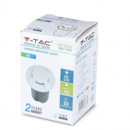V-TAC Faretto LED Segnapasso a Cilindro da Interramento Calpestabile 1W con 4 Fasci Luminosi Colore Bianco 12V 6500K IP67