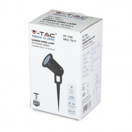 V-TAC Picchetto con Portalampada GU10 (Max 35W) Orientabile Colore Nero IP44 Sku 7517